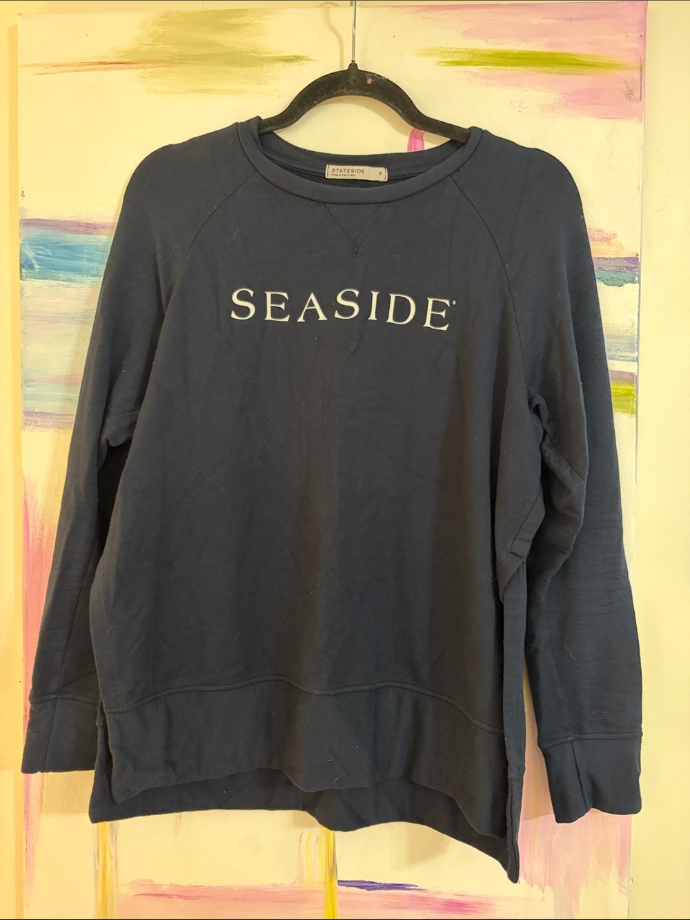 Stateside Navy Pullover Sweatshirt with White Label